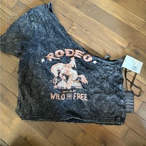 Rodeo Graphic One-Shoulder Top
